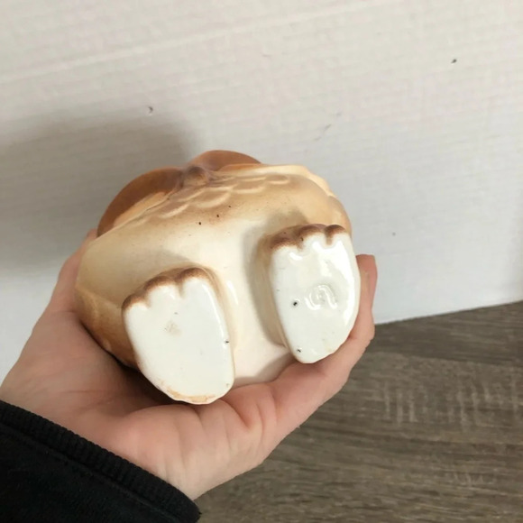 Vtg Hand Painted Ceramic Owl  Tealight Holder - Picture 7 of 7